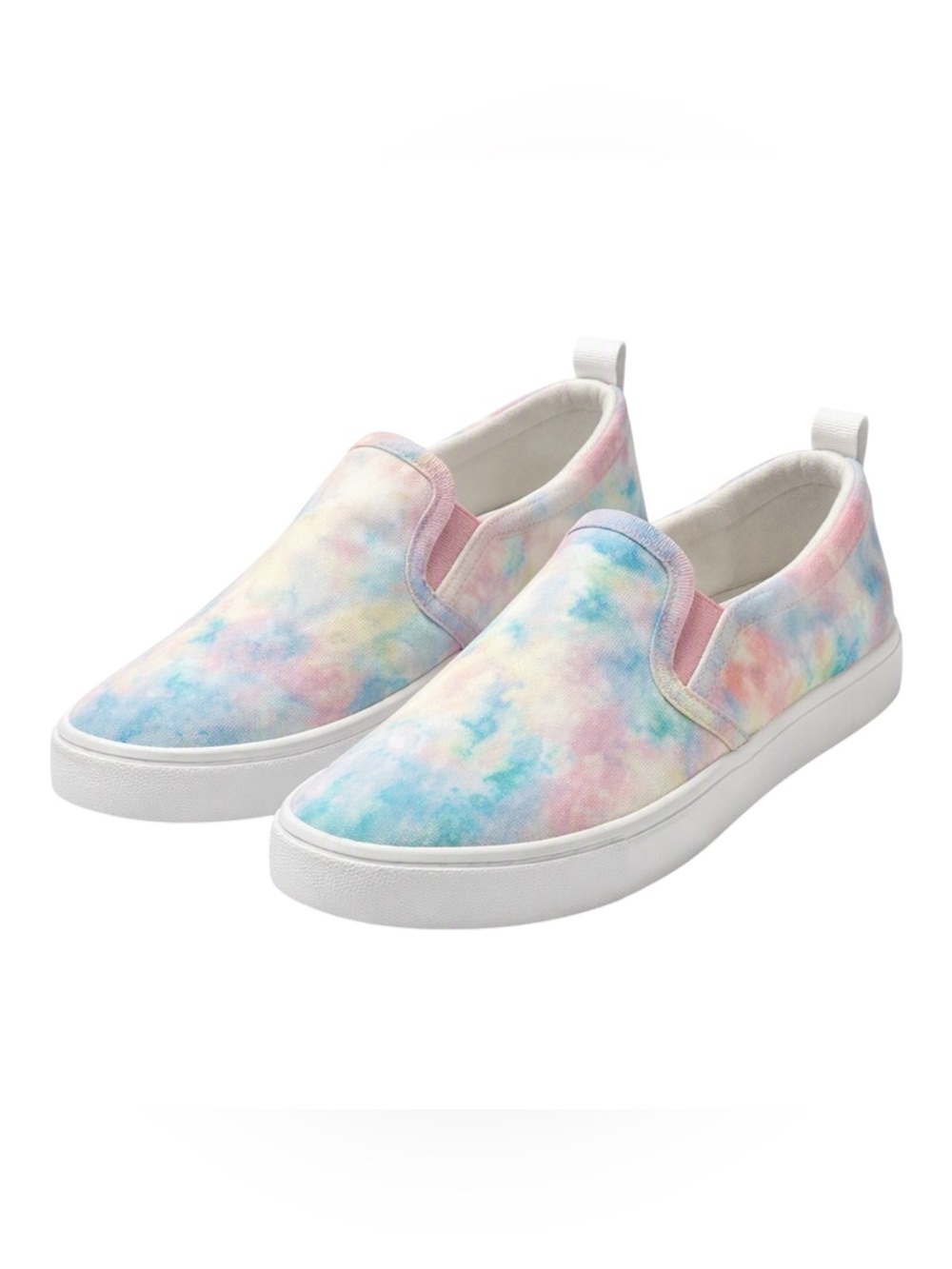 Art Class Kids' Carly Slip-On Canvas Sneakers in Pastel Tie-Dye Pattern Sz 4